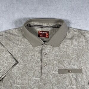 Consequence Shirt Men's M‎ Short Sleeve Mock Pocket Polo Gold Paisley Print